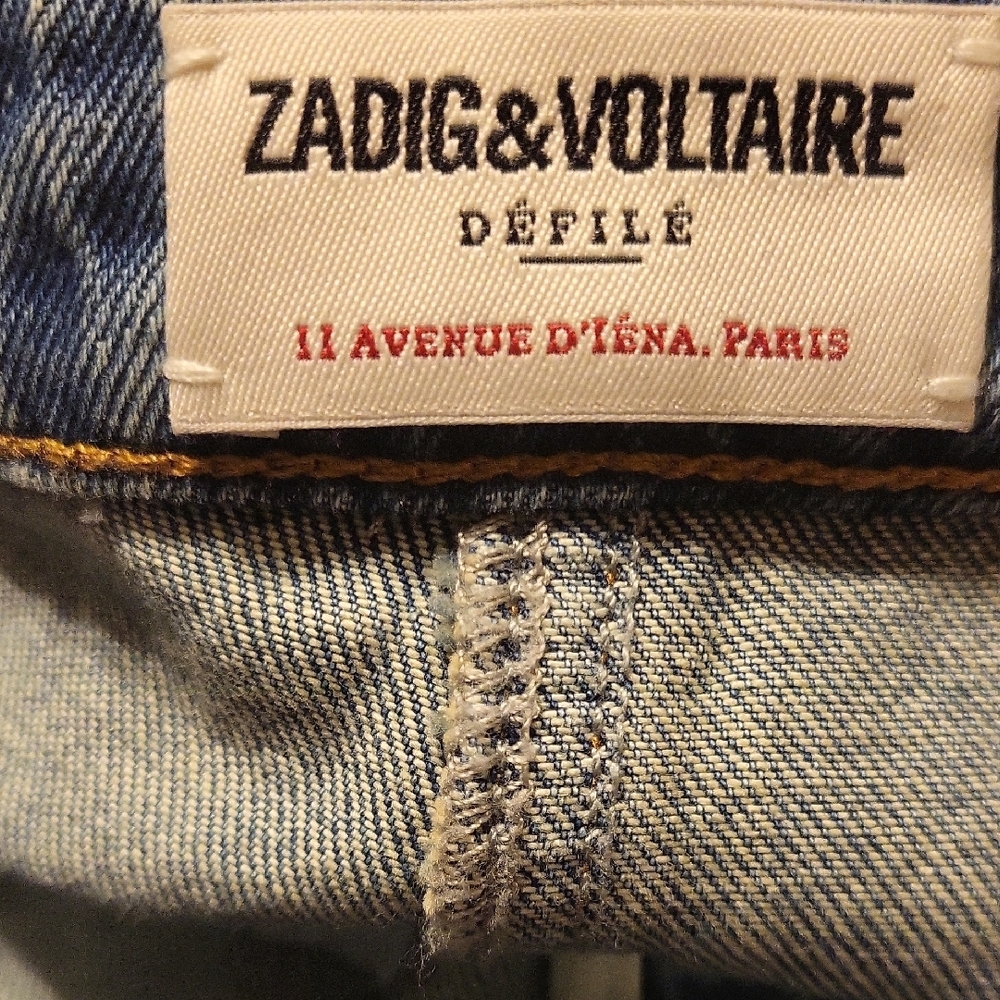 Zaidig & Voltaire Blue Embellished Cut Out Pencil Skirt - Picture 3 of 5